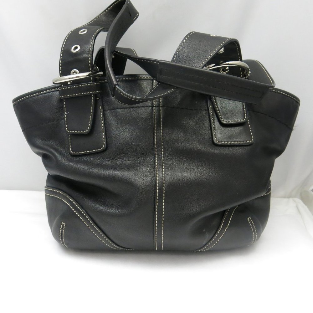 Genuine Coach #9544 Black Leather Tote Shoulder Ba